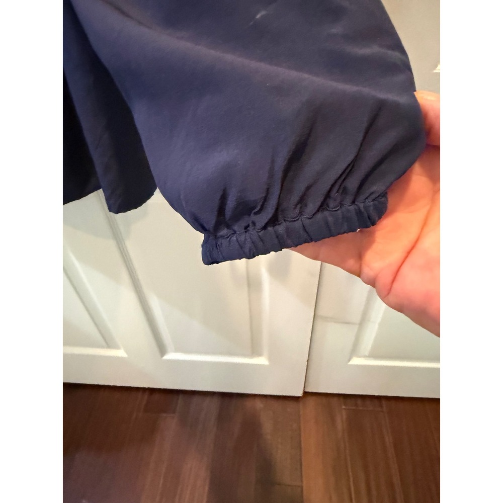 Lilly Pulitzer Navy Blue Smocked ELSA silk blend Blouse Navy XL - Picture 3 of 5